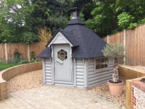 customer's garden with olive tree